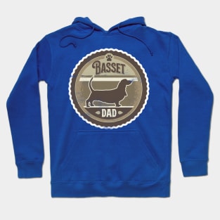 Basset Dad - Distressed Basset Hound Silhouette Design Hoodie